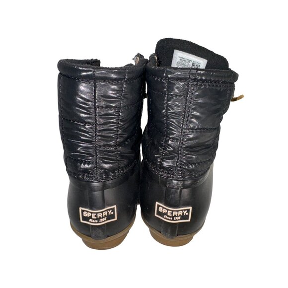 Sperry Womens Saltwater Duck Boots Black Leather Waterproof Size 9 Outdoor Shoe - Picture 8 of 12